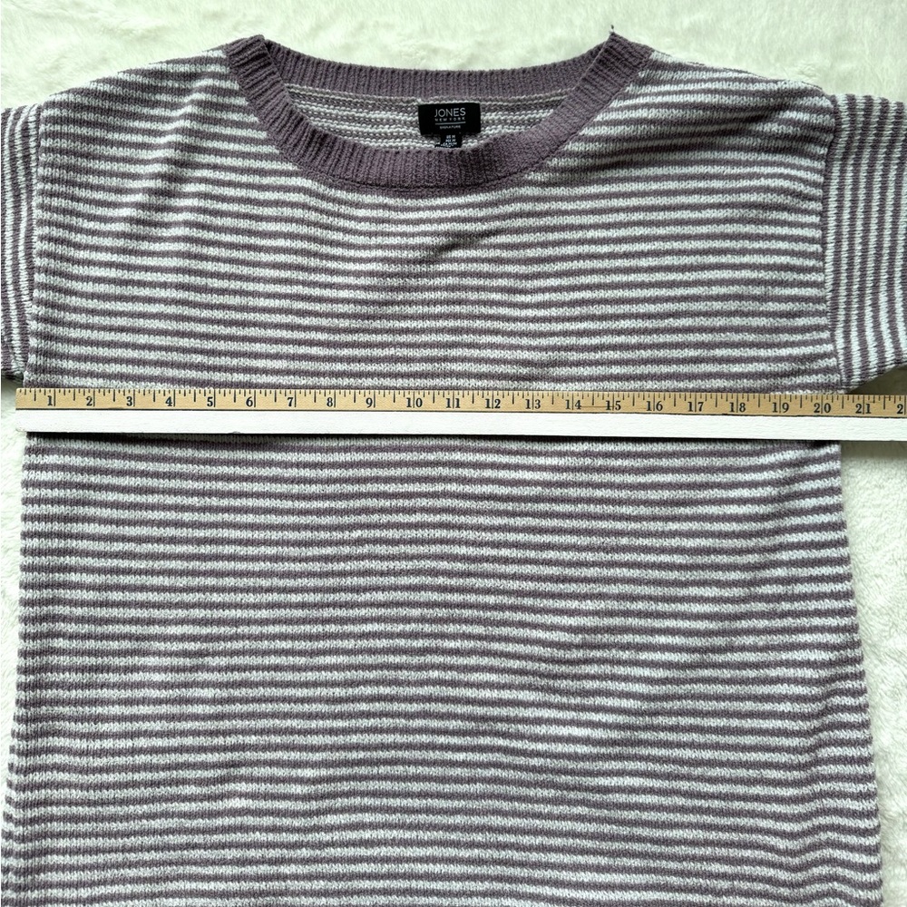 Jones New York Sweater Women Medium Lavender Striped Knit Casual‎ Preppy Pastel - Picture 11 of 12